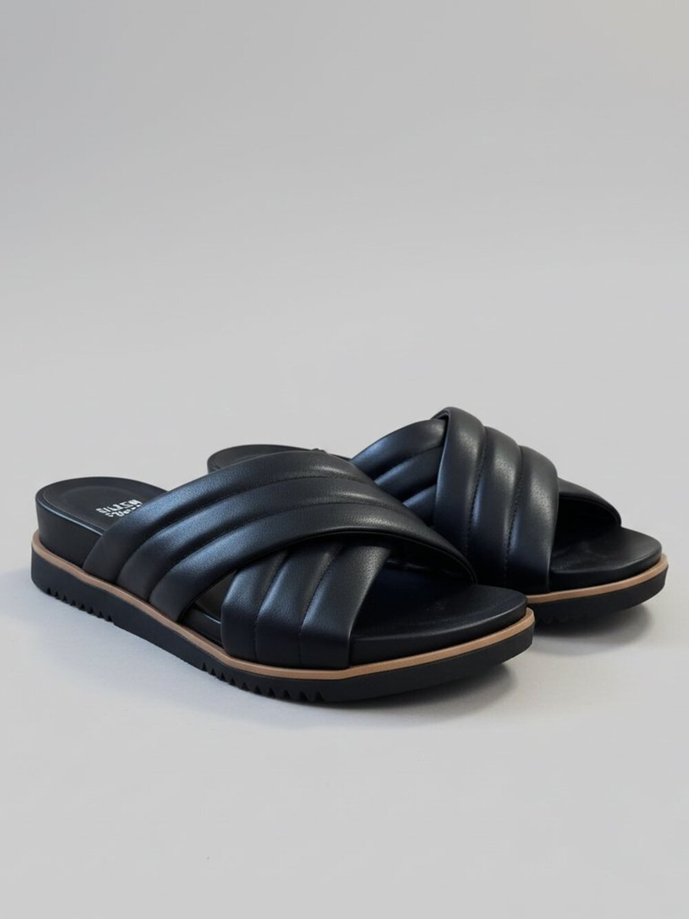 Eileen Fisher black leather sandals, size 8, NEW IN BOX!